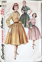 1683 1956 SS-LS FLARE SHIRTWAIST DRESS 3 VERSIONS PATTERN 12 32